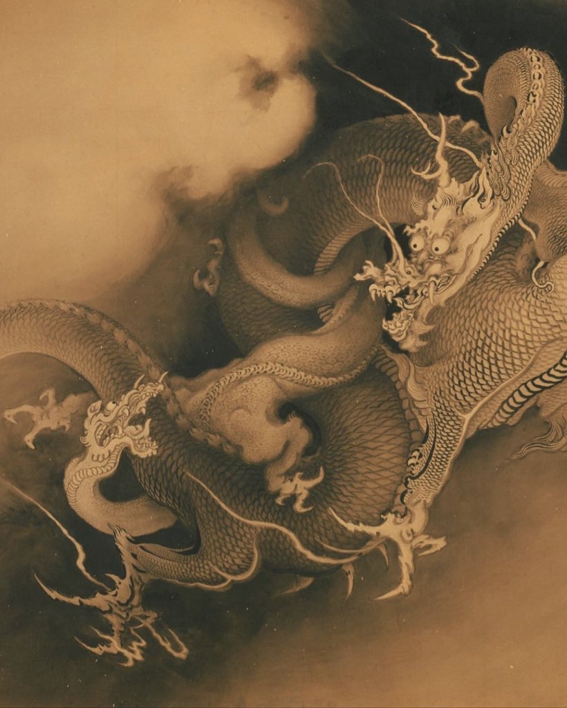 [Two Dragons in Clouds] by Kanō Hōgai, 1885