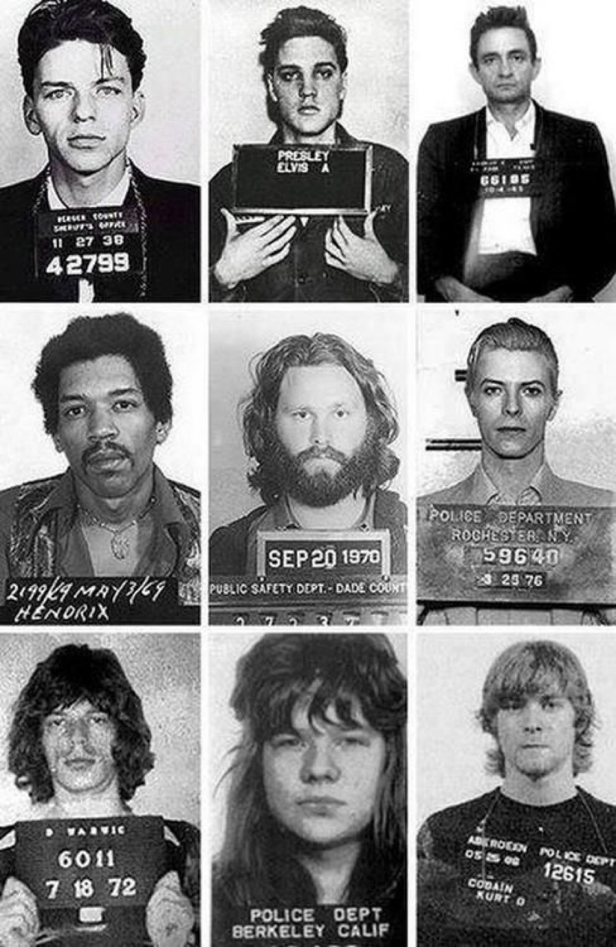 Various Mugshots of Iconic Musicians